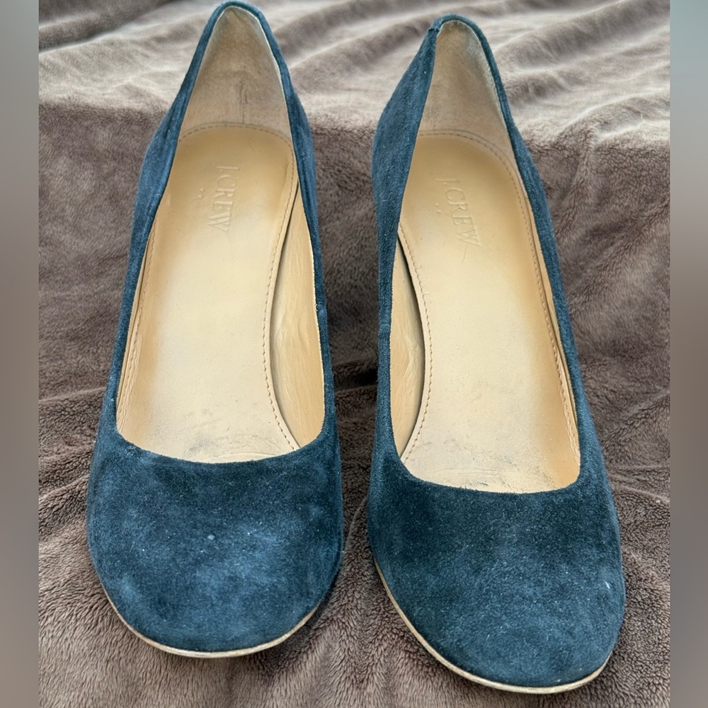 J. Crew Deep Blue Suede Heels